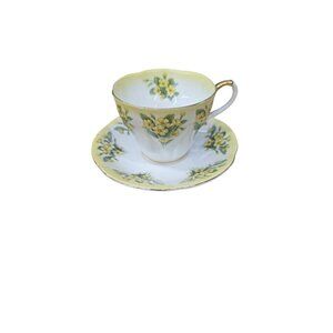 Vintage Royal Albert England Cup & Saucer Yellow Primrose Spring Floral Teacup 1